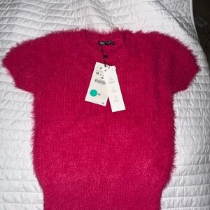 Zara Faux Fur Crop Top